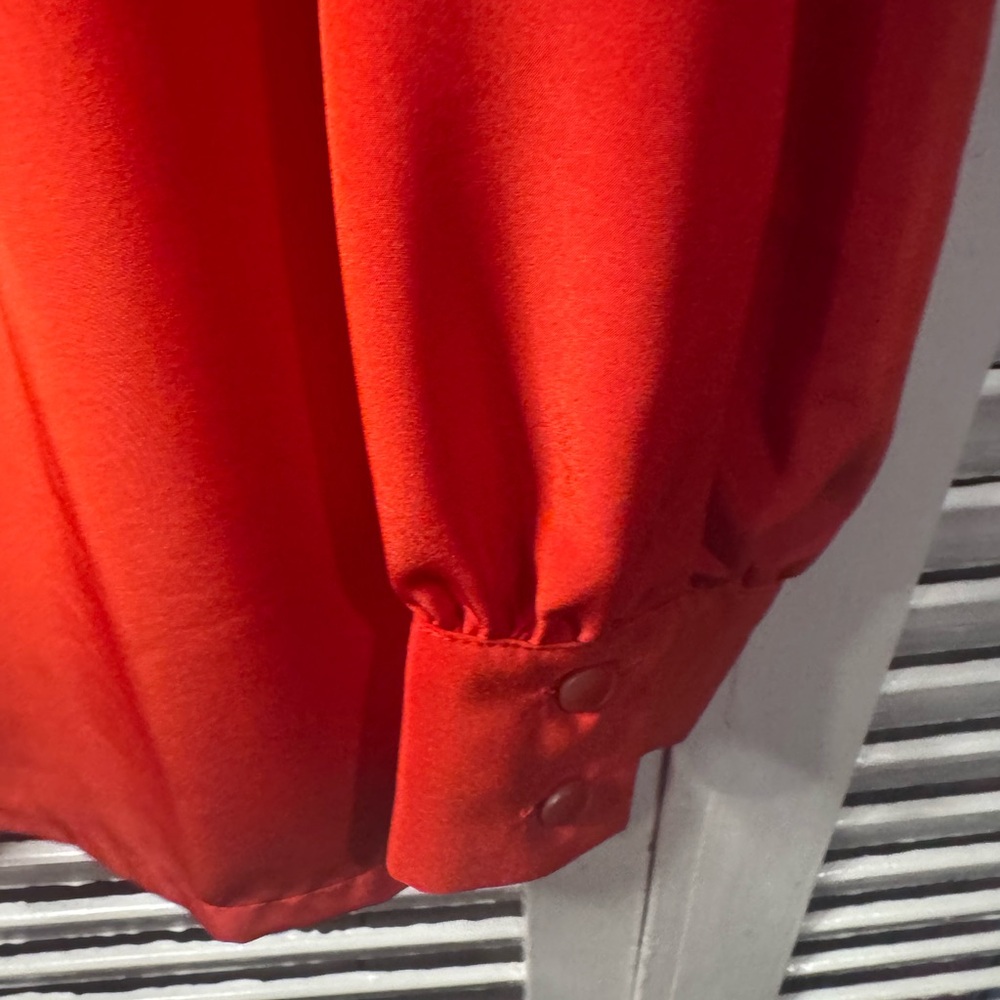 Pendleton Classic Red Pleated Mock Neck Blouse Si… - image 4